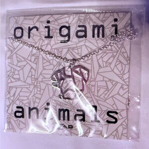 Silvertone Origami Squirrel Pendant Necklace